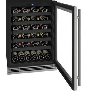 24” Refrigerador de vinos con marco integrado  El sistema de enfriamiento por convección proporciona un enfriamiento rápido y una temperatura constante • El interior inferior extendido maximiza las opciones de almacenamiento • Interior negro