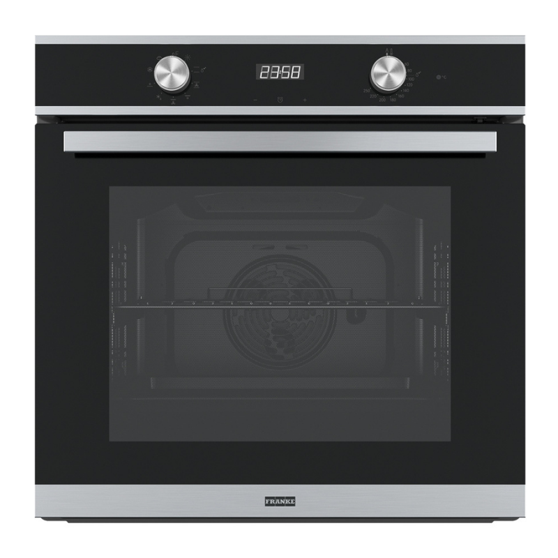 Horno eléctrico Smart - FSM 86 H XS  Voltaje: 220V Potencia máxima: 2750w Control: Botón Hidrolítico: Si Capacidad: 71 L Funciones: (9) Convencional; limpieza vapor; horno de convección; grill; turbo grill; descongelado; calentamiento inferior; aire forzado; pan Cierre suave: Si Guías telescópicas: Si Clasificación energética: A