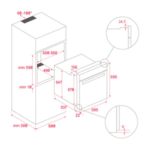 Horno Multifunción - HB605 SS  Voltaje: 220 V Frecuencia: 60 Hz Requiere polo a tierra: Si Potencia nominal máxima: 2615 W Amperaje: 11,89A Clasificación energética: A Capacidad: 70 l Teclado: Botón giratorio Calentamiento rápido: Si Hydroclean: Si Función ECO: Si Ventilación tangencial: Si Vidrios en la puerta: 2 Horno de convección: Si