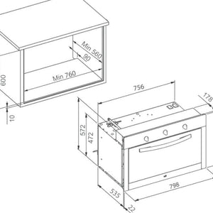 Horno multifunción de 80 cm - HLF 840 SS  Voltaje: 220V Potencia máxima: 3553 w Requiere polo a tierra: Si Amperaje: 16,15 A Capacidad neta: 87L Número de funciones: 10 Función Turbo: Sí Apertura de puerta con desconexión de seguridad: Sí Sistema de bloqueo de Panel: Sí / Bloqueo de seguridad para niños: Sí / Termostato de seguridad: Sí Bandeja con sistema anti-vuelco: Sí Número de cristales de la puerta: 2 Horno de real convección: Si