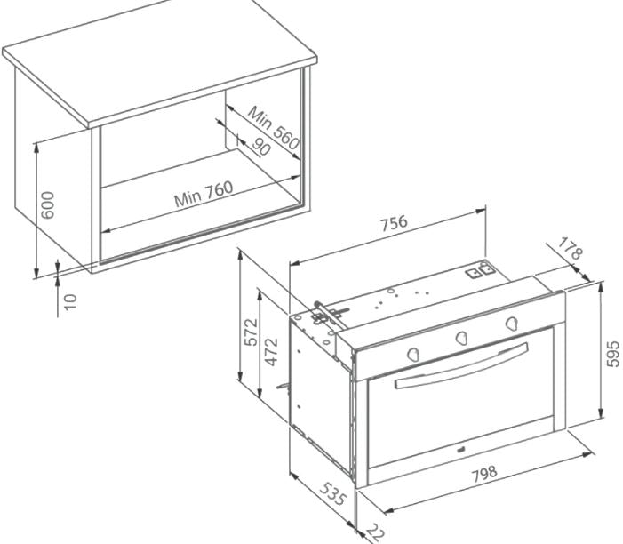 Horno multifunción de 80 cm - HLF 840 SS  Voltaje: 220V Potencia máxima: 3553 w Requiere polo a tierra: Si Amperaje: 16,15 A Capacidad neta: 87L Número de funciones: 10 Función Turbo: Sí Apertura de puerta con desconexión de seguridad: Sí Sistema de bloqueo de Panel: Sí / Bloqueo de seguridad para niños: Sí / Termostato de seguridad: Sí Bandeja con sistema anti-vuelco: Sí Número de cristales de la puerta: 2 Horno de real convección: Si