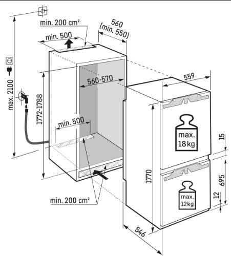 Refrigerador-congelador de Integración, 60 cms - IC5110IM