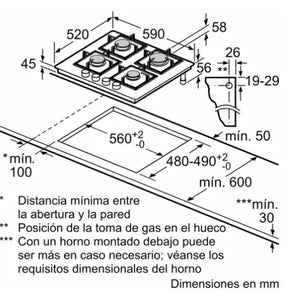 Placa de gas de cristal templado con FlameSelect: máxima precisión y los mejores resultados cocinando con gas. 60 cm