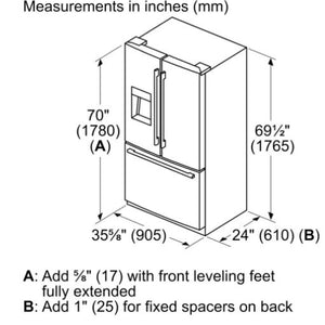 Counter Depth French Door Bottom Mount, 69", BSS, External Water and Ice