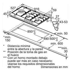 "           Placa de gas de cristal templado FlameSelect: regulación precisa de la llama con 9 niveles de potencia"