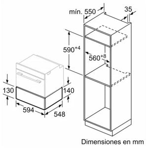 SERIE 8 - Cajón calientaplatos :4 niveles de temperatura. Capacidad: 12 platos/ 25 kg.Hasta 6 tazas de café expreso.Funciones: Fermentar masa con levadura, cocción suave a baja temperatura, descongelar, mantener caliente, precalentar vajilla. Sistema Push & Pull.