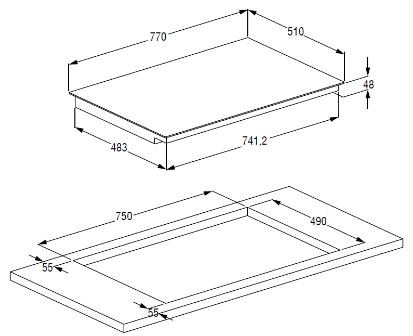 Cubierta de inducción 80 cm 4 zonas - HII84800FHT