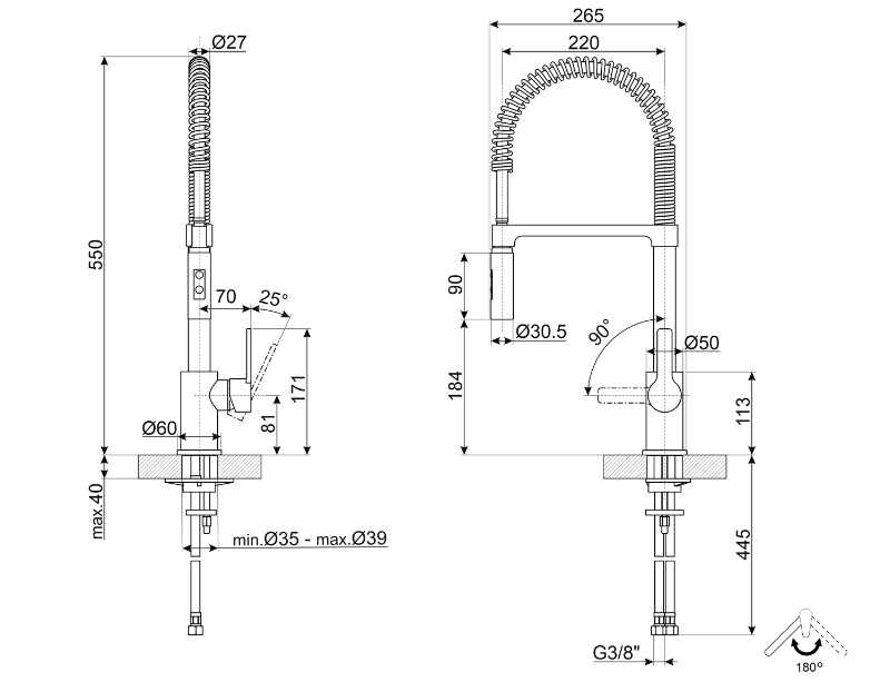 Grifo semiprofesional monomando - MID5CR