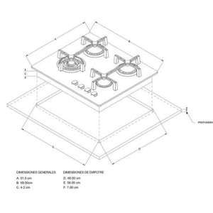 CUBIERTA CRISTAL 60CM GAS NATURAL  -Cubierta de vitrocerámica y parrillas de hierro fundido Válvula de seguridad   -Tipo de quemadores doble llama deffendi casa italiana de mayor durabilidad   -Perillas en PVC de alta resistencia al calor y mayor durabilidad  -Cocción uniforme con todos sus quemadores especializados