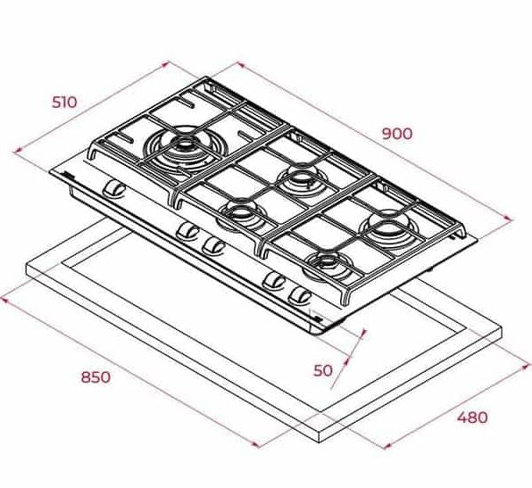 Placa Cristal Gas Negro 90CM; GZC 95320 XBB  Voltaje: 110 V Requiere polo a tierra: Si Frecuencia: 60 Hz Clasificación energética: C Niveles de potencia: 9 Quemadores: Marca Sabaf Quemador doble corona: Si Quemador rápido: Si Quemador semi rápido: Si Quemador auxiliar: Si Bloqueo de seguridad: Si Vidrio biselado: si, en la parte frontal Exactflame: Si