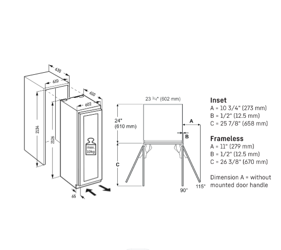 Cava de Vinos Monolith Totalmente Integrada 60 cm - MW2400