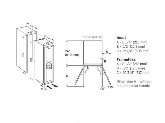 Cava de Vinos Monolith Totalmente Integrada 45 cm - MW1800-MW1801