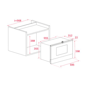 Microondas integrable negro - ML 822 BIS L  Voltaje: 220 V Frecuencia: 60 Hz Potencia máxima: 850 w Niveles de potencia: 5 Capacidad: 22 L Ventilación forzada tangencial: Si Inicio rápido 30'': Si Número de programas: 5 / Menús: 9 Bloqueo de niños: Si Plato tostador: Si / Parrilla para grill: Si Función descongelar: Si / Función combinda microondas + grill: Si Modo showroom: Si *El plato tostador evita que la masa quede humeda