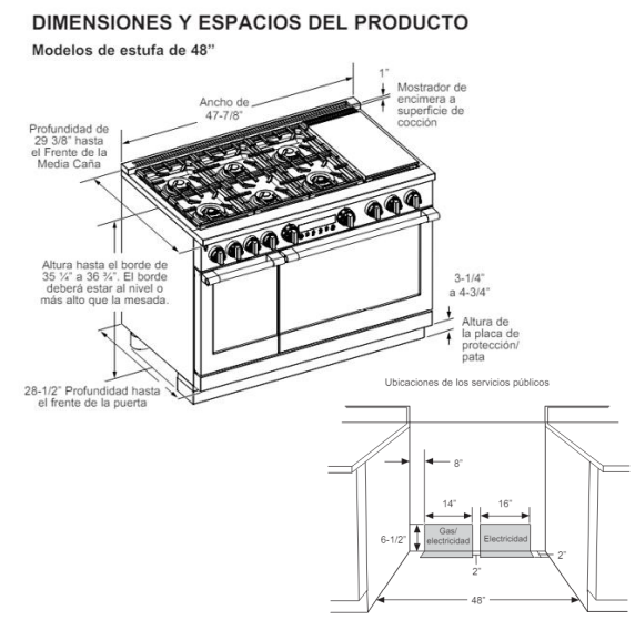 Cubierta a gas profesional con horno eléctrico - ZGP486NDTSS