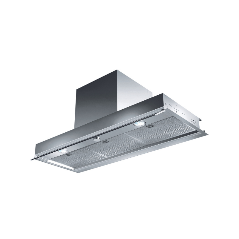 Extractor de mueble de 90cm - FST PLUS 908 X  Voltaje: 220V Potencia máxima: 230 W Iluminación: 2x1W Led Control: Botón push y giratorio Compatibilidad: con cubiertas hasta 90 cm de ancho Modo de instalación: Extractor o Recirculante Altura mínima mesón-campana: 50cm para cubierta inducción Altura mínima mesón-campana: 60cm para estufa de gas Clase Energética: A Velocidades: 3 Extracción (int): 660 m3/h Flujo libre: 890 m3/h