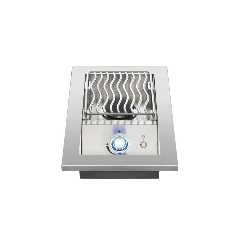 Modulo Napoleon Gas Sencillo Quemador 10" 10.000 BTU Superficie total de cocción de 95 po² Se puede usar como quemador lateral para preparar guarniciones y salsas mientras se asa en la parrilla Perillas de control con SafetyGlow Icónicas rejillas WAVE™ de acero inoxidable Sistema de encendido JETFIRE™