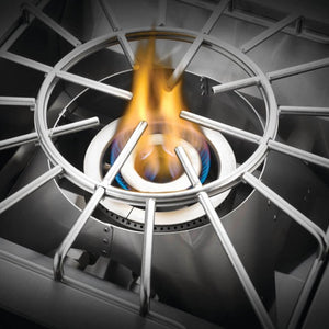 Modulo Napoleon Gas Dual Power Burner 18" - 60,000 BTU Superficie total de cocción de 310 po² Ideal para ollas grandes para disfrutar de guisos de mariscos y más Perillas de control con SafetyGlow Rejillas para cocinar de dos piezas de acero inoxidable Sistema de encendido JETFIRE™ Se puede usar como quemador lateral para preparar guarniciones y salsas mientras se asa en la parrilla