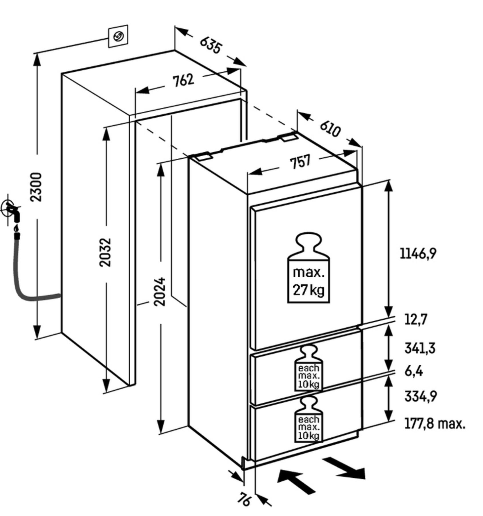 REFRIGERADOR-CONGELADOR DE INTREGRACION PANELABLE 75 CM -HC1580G / HC1581G - PREMIUM