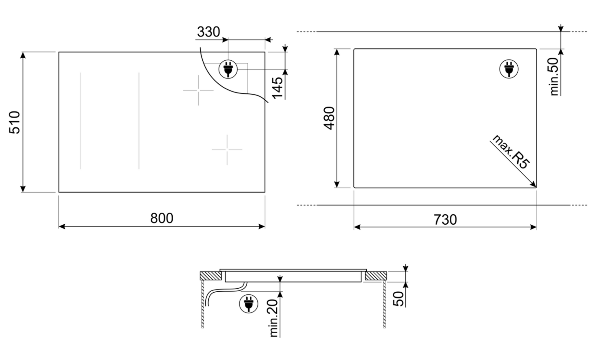 CUBIERTA DE INDUCCIÓN MULTIZONE 4 PUESTOS 80 CMS - SI1M4844D - SMEG