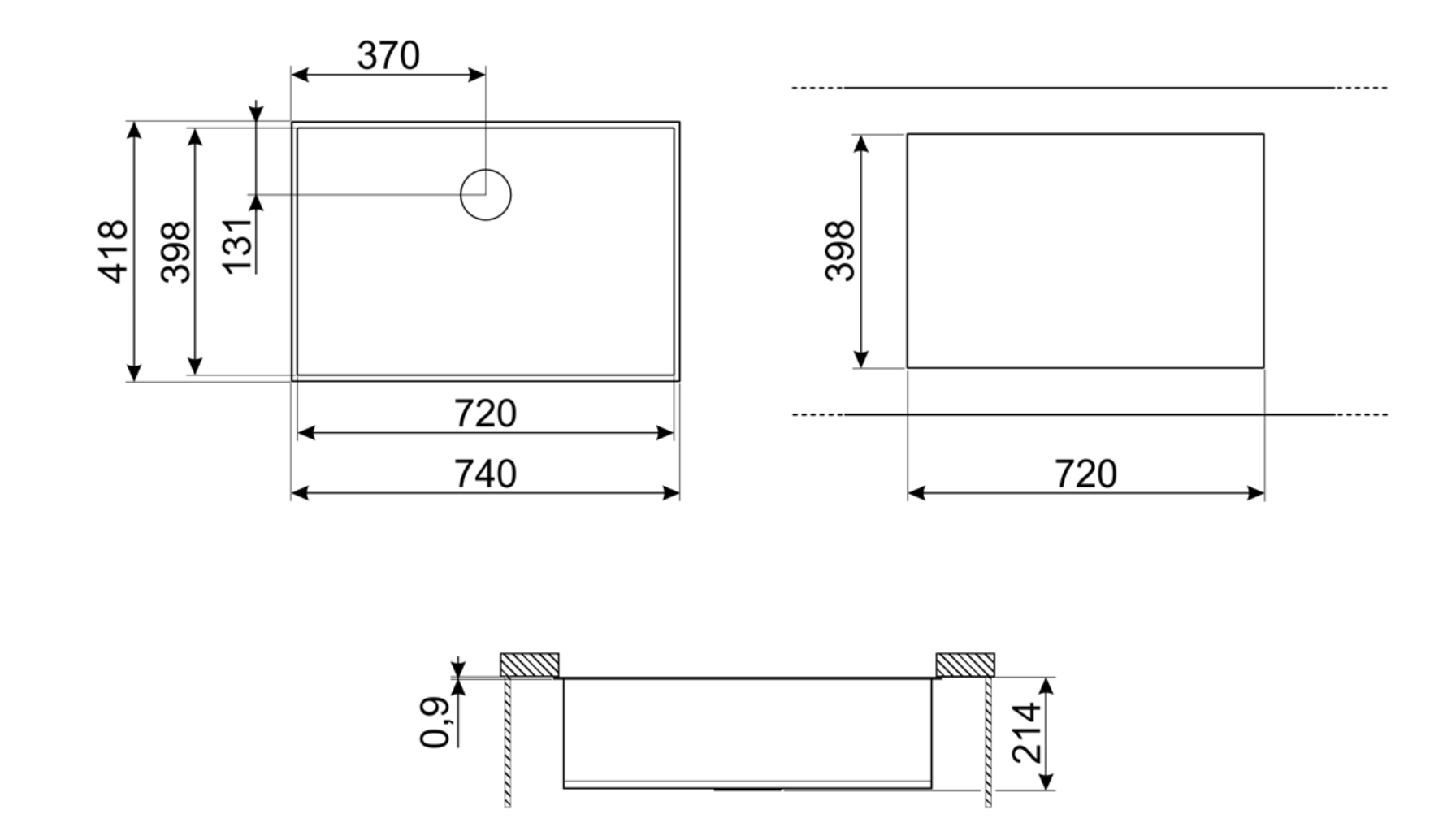 POCETA BAJO MESÓN ACERO  72 CM - VSTQ72-2 - SMEG
