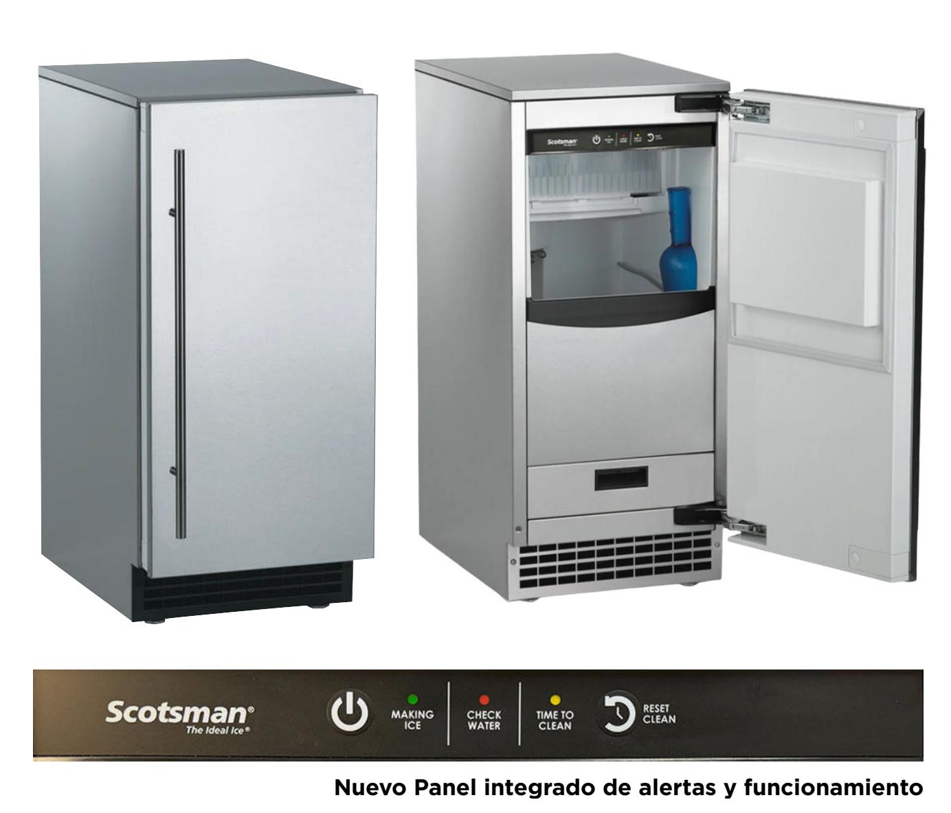 FABRICADOR DE HIELO BRILLIANCE 65lbs PUERTA EN ACERO INOX CON BOMBA - SRCP065A-1SS - SCOTSMAN