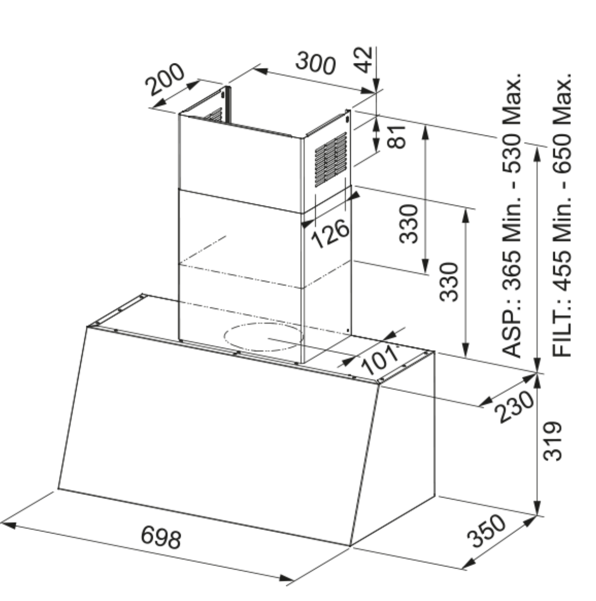 CAMPANA EXTRACTORA DE PARED - FCO 70 BK MATT - FRANKE