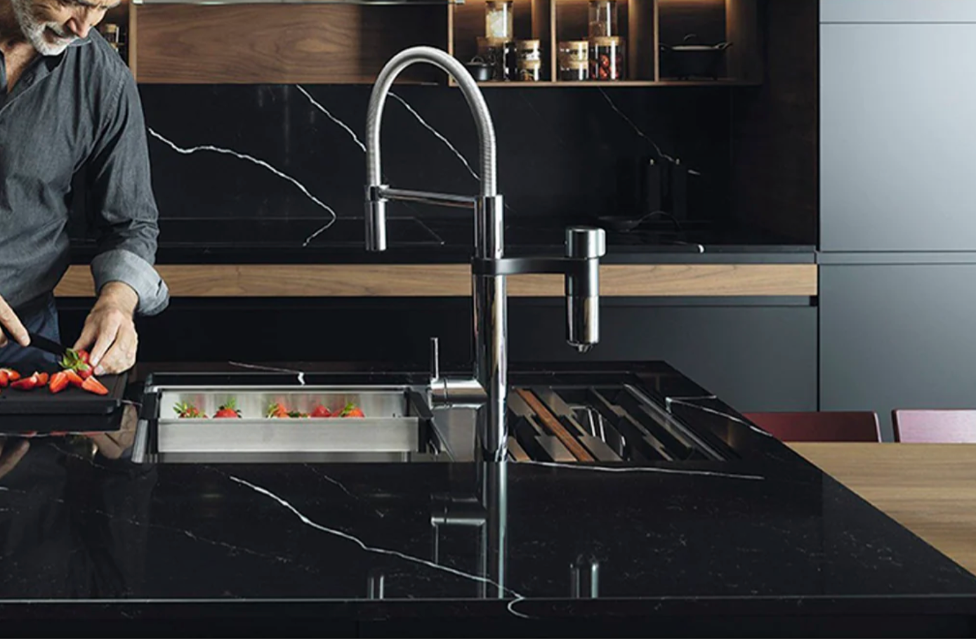 GRIFO EXTENSIBLE VITAL PRO MONOMANDO CROMO Y FILTRO CROMO/GUN METAL - FRANKE