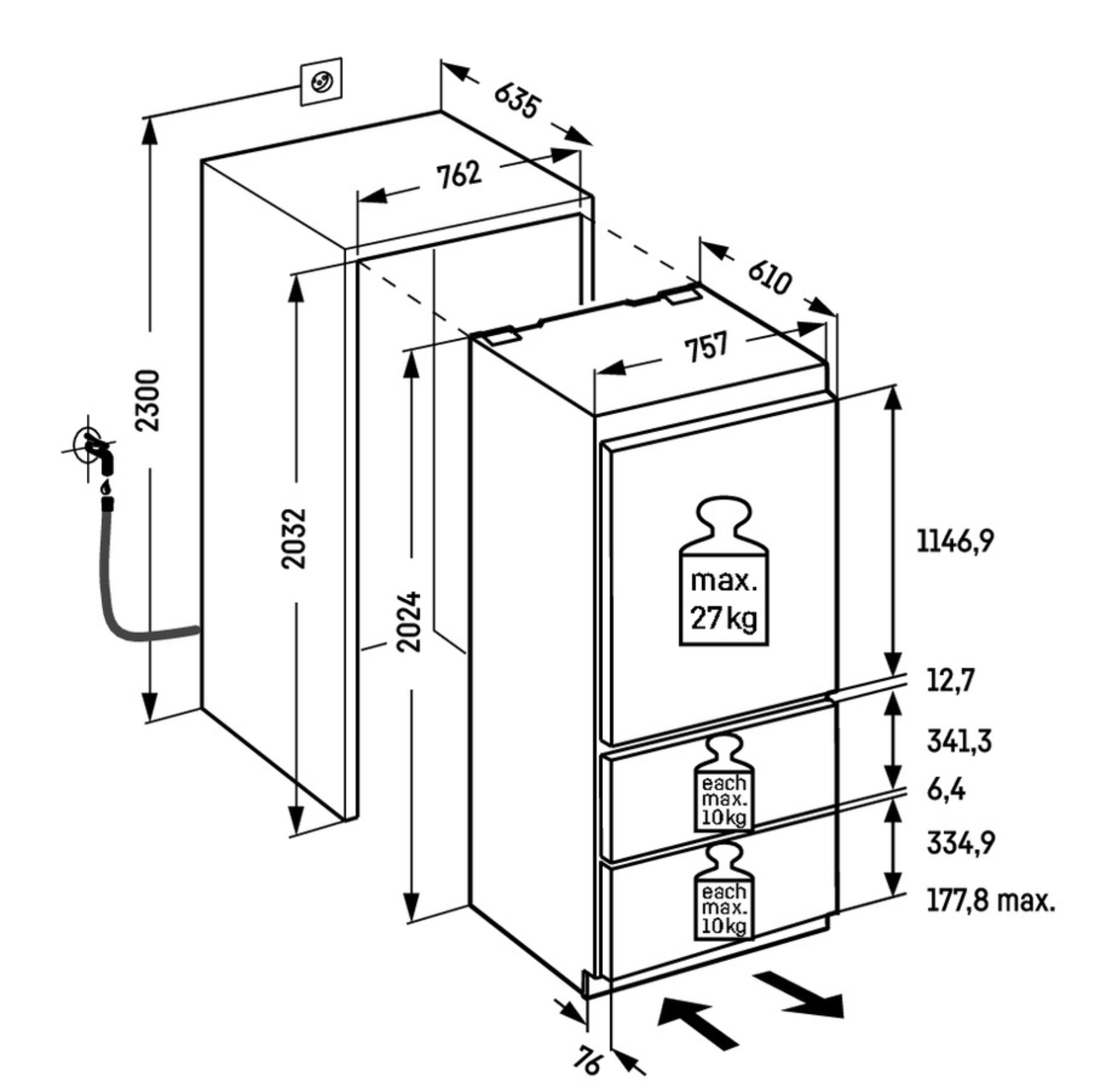 REFRIGERADOR - CONGELADOR DE INTEGRACIÓN PANELABLE 75 cm - HC1580G / HC1581G