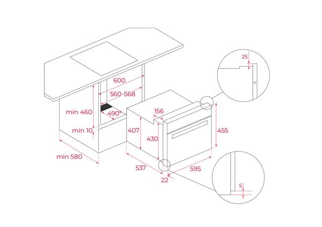 Horno Multifunción de 45 cm con Microondas - HSC 644 C