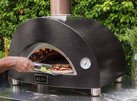 "Horno de pizza de 73x55x105 cm Suelo refractario de 60x40 LEÑA Suelo refractario 50x40 GAS Capacidad de 1 pizza Peso 54 Kg GAS o LEÑA " Alfaforni