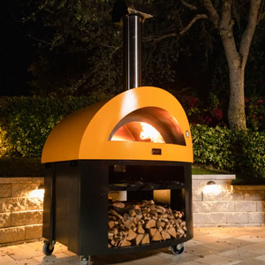 "Horno de pizza de 118x102x149 cm Suelo refractario de 100x70 LEÑA Suelo refractario 85x70 GAS Capacidad de 5 pizzas Peso 175 Kg GAS y LEÑA (Híbrido con kit) "