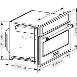 HORNO MICROONDAS DE 76CM ACERO INOX 10 niveles de potencia. Microondas Interior y exterior de acero inoxidable. Sistema de cocción por convección. Control de temperatura sensible al tacto con función de bloqueo. Opción de horneo y rostizado por convección. Función con sensor Cooking con programas preestablecidos en cantidad peso y humedad liberada.