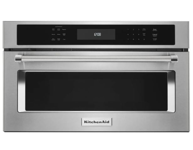 HORNO MICROONDAS DE 76CM ACERO INOX 10 niveles de potencia. Microondas Interior y exterior de acero inoxidable. Sistema de cocción por convección. Control de temperatura sensible al tacto con función de bloqueo. Opción de horneo y rostizado por convección. Función con sensor Cooking con programas preestablecidos en cantidad peso y humedad liberada.