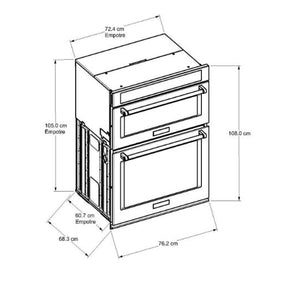 TORRE DE HORNO SMART ELECTRICO DE 76CM ACERO INOX Horno de convección verdadero Even-Heat (horno inferior) Proporciona un calentamiento constante y una cocción uniforme en todas las parrillas con un diseño único en forma de corbatín y un ventilador de convección que ayuda a garantizar una cocción más uniforme. Cocción por convección por microondas (horno superior) Aumenta la velocidad de cocción y proporciona una opción de cocción por convección secundaria Diseño inspirado profesionalmente.