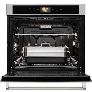 HORNO SMART OVEN DE 76 CM ACERO INOX ELECTRICO Horno de convección verdadero Even-Heat. Proporciona un calentamiento constante y una cocción uniforme en todas las parrillas con un diseño único en forma de corbatín y un ventilador de convección que ayuda a garantizar una cocción más uniforme. Diseño inspirado profesionalmente. Combina una audaz combinación de estilo inspirado profesionalmente con toques elegantes para el hogar.