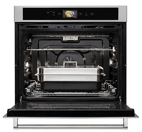 HORNO SMART OVEN DE 76 CM ACERO INOX ELECTRICO Horno de convección verdadero Even-Heat. Proporciona un calentamiento constante y una cocción uniforme en todas las parrillas con un diseño único en forma de corbatín y un ventilador de convección que ayuda a garantizar una cocción más uniforme. Diseño inspirado profesionalmente. Combina una audaz combinación de estilo inspirado profesionalmente con toques elegantes para el hogar.