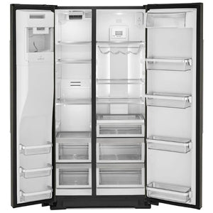 "NEVECON SIDE BY SIDE 639 LTS ACERO NEGRO Dispensador de agua automáticamente en onzas, tazas o litros. Puede elegir entre tres configuraciones programadas para dispensar una cantidad exacta espacio interior en el refrigerador con depósito de hielo que se monta en la puerta interior izquierda para permitir espacio adicional en los estantes. Iluminación LED,