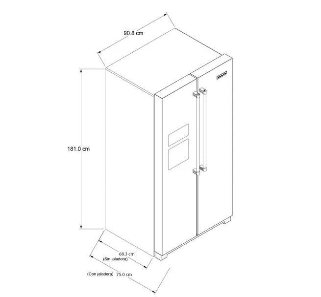 "NEVECON SIDE BY SIDE 639 LTS ACERO NEGRO Dispensador de agua automáticamente en onzas, tazas o litros. Puede elegir entre tres configuraciones programadas para dispensar una cantidad exacta espacio interior en el refrigerador con depósito de hielo que se monta en la puerta interior izquierda para permitir espacio adicional en los estantes. Iluminación LED,