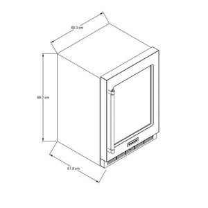 CENTRO DE BEBIDAS DE 60 CM ACERO NEGRO Capacidad de 14 botella. 2 zonas con temperatura controlada. Zona superior (Vinos Blancos): Hasta 14 botellas con rango de 33°F (0,5°C) hasta 40°F (4°C) Zona inferior (Vinos Tintos): Hasta 22 botellas con rango de 42°F (5°C) hasta 64°F ( 17°C ) Control de temperatura en el interior sensible al tacto. Puerta de vidrio térmica con protección UV. 6 parrillas de deslizamiento. Satin Glide con vista frontal en madera.