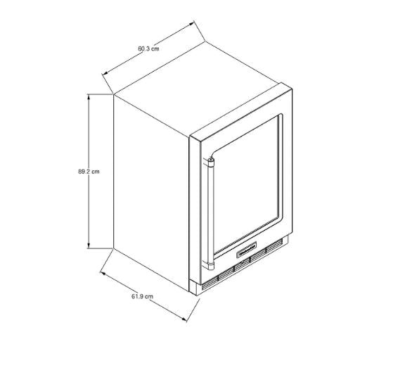 CENTRO DE BEBIDAS DE 60 CM ACERO NEGRO Capacidad de 14 botella. 2 zonas con temperatura controlada. Zona superior (Vinos Blancos): Hasta 14 botellas con rango de 33°F (0,5°C) hasta 40°F (4°C) Zona inferior (Vinos Tintos): Hasta 22 botellas con rango de 42°F (5°C) hasta 64°F ( 17°C ) Control de temperatura en el interior sensible al tacto. Puerta de vidrio térmica con protección UV. 6 parrillas de deslizamiento. Satin Glide con vista frontal en madera.