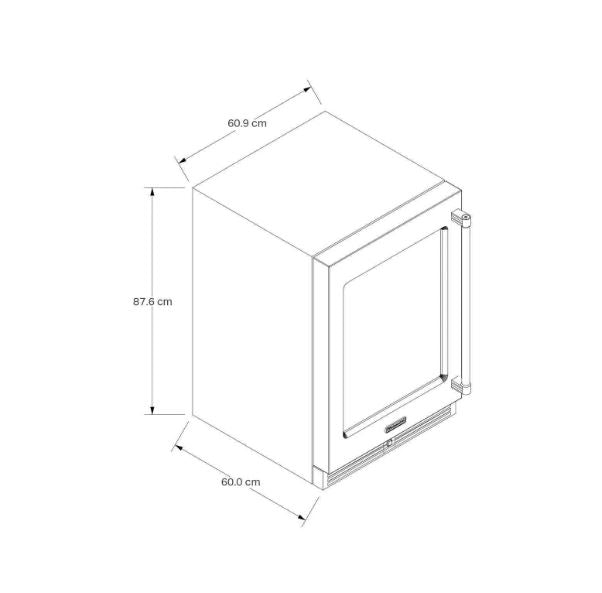 CAVA DE VINOS DE 60 CM ACERO Capacidad de 46 botella. 2 zonas con temperatura controlada. Zona superior (Vinos Blancos): Hasta 24 botellas con rango de 42°F (5°C) hasta 54°F (12°C) Zona inferior (Vinos Tintos): Hasta 22 botellas con rango de 42°F (5°C) hasta 64°F ( 17°C ) Control de temperatura en el interior sensible al tacto. Puerta de vidrio térmica con protección UV. 6 parrillas de deslizamiento. Satín Glide con vista frontal en madera. Alarma de puerta abierta.E-KUWR214KSB