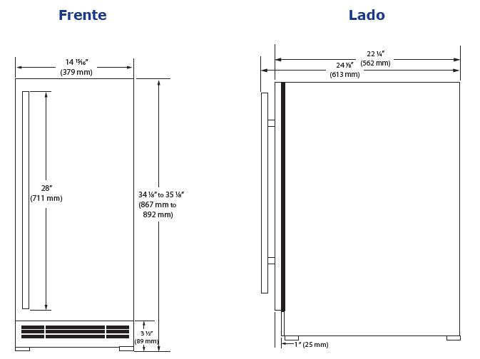    	 15” Refrigerador de vinos con marco integrado  El sistema de enfriamiento por convección proporciona un enfriamiento rápido y una temperatura constante • Interior negro • La puerta de vidrio termopane doble, llena de gas argón, recubierta de LowE, brinda protección contra la luz ultravioleta dañina