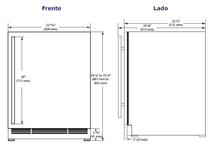 24” Refrigerador de vinos con marco integrado  El sistema de enfriamiento por convección proporciona un enfriamiento rápido y una temperatura constante • El interior inferior extendido maximiza las opciones de almacenamiento • Interior negro