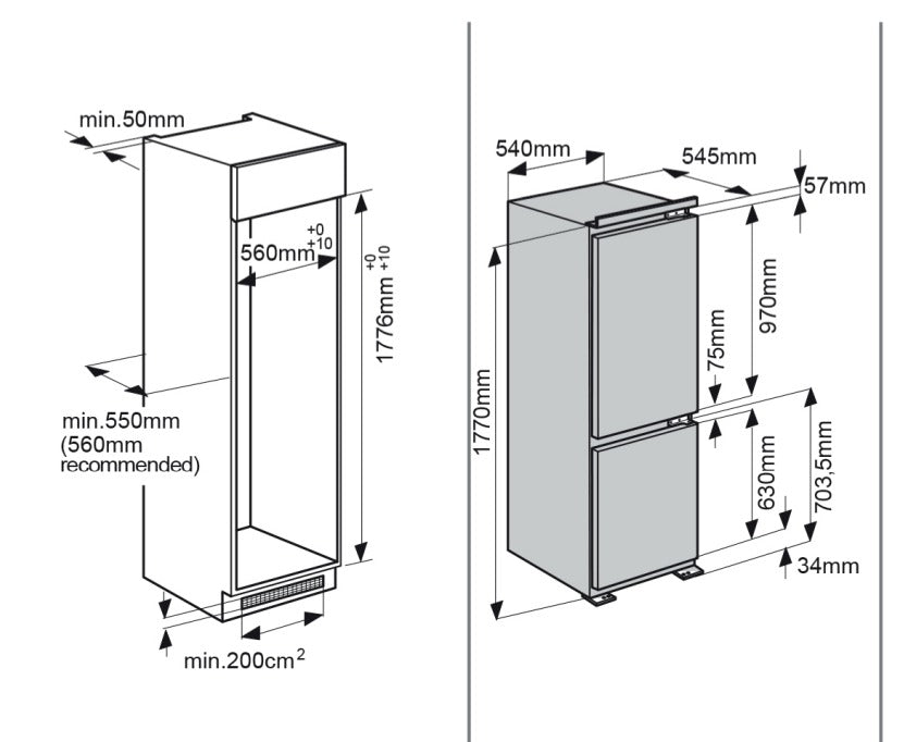 Refrigerador combinado panelable; FRANKE FCB 320 TNF CO -1180675433