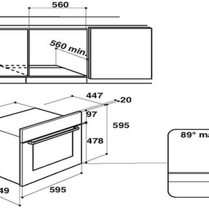 Horno Eléctrico convección de 60 cm Horno a gas de 60 cm Termóstato graduable Eficiencia Energética A, según normativas EU Panel de Control Dial Sistema de Limpieza: Diamond Clean Cuenta minutos (temporizador) con señal acústica Spiedo Grill eléctrico de 1800W Volumen disponible: 75 litros, según normativas EU Rejillas con sistema shelf-stopper Encendido electrónico a una mano Luz automática a la apertura de la puerta Ventilación tangencial