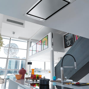 Extractor de Techo - FCFL 906 BK  Voltaje: 220V Potencia máxima: 220 w Iluminación: Barra LED Control: Botón o control remoto Compatibilidad: cubiertas hasta 90 cm de ancho Altura máxima cubierta-techo falso: 150cm Altura mínima cubierta-techo falso: 65cm Modo de instalación: Extractor o Recirculante Clase Energética: A+